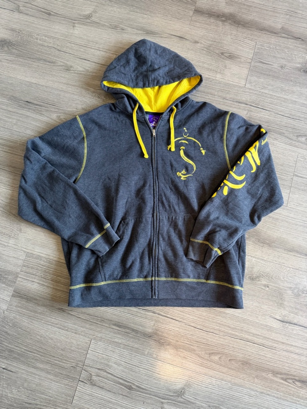 Disney Dark Gray Zip-Up Hoodie with Yellow Accents